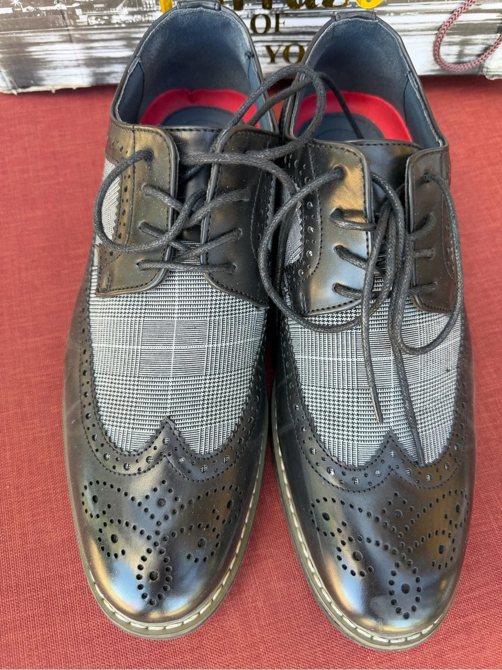 Titan Black and Gray Wingtip Brogue Oxfords